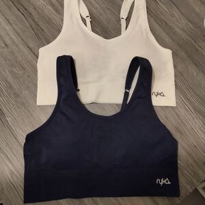 Ryka Navy and White Sports Bra 2 Pk Adjustable Removable Pads Size Large NWOT R1